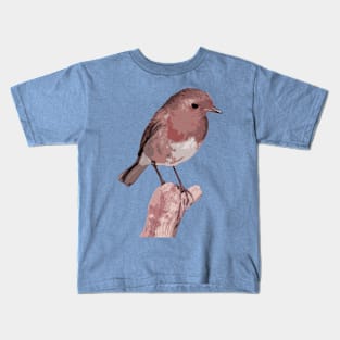 Robin Perched on a Piece of Wood Kids T-Shirt